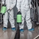 cleaning production guys hazmat suits disinfect equipment cleaning craft beer production guys hazmat suits masks
